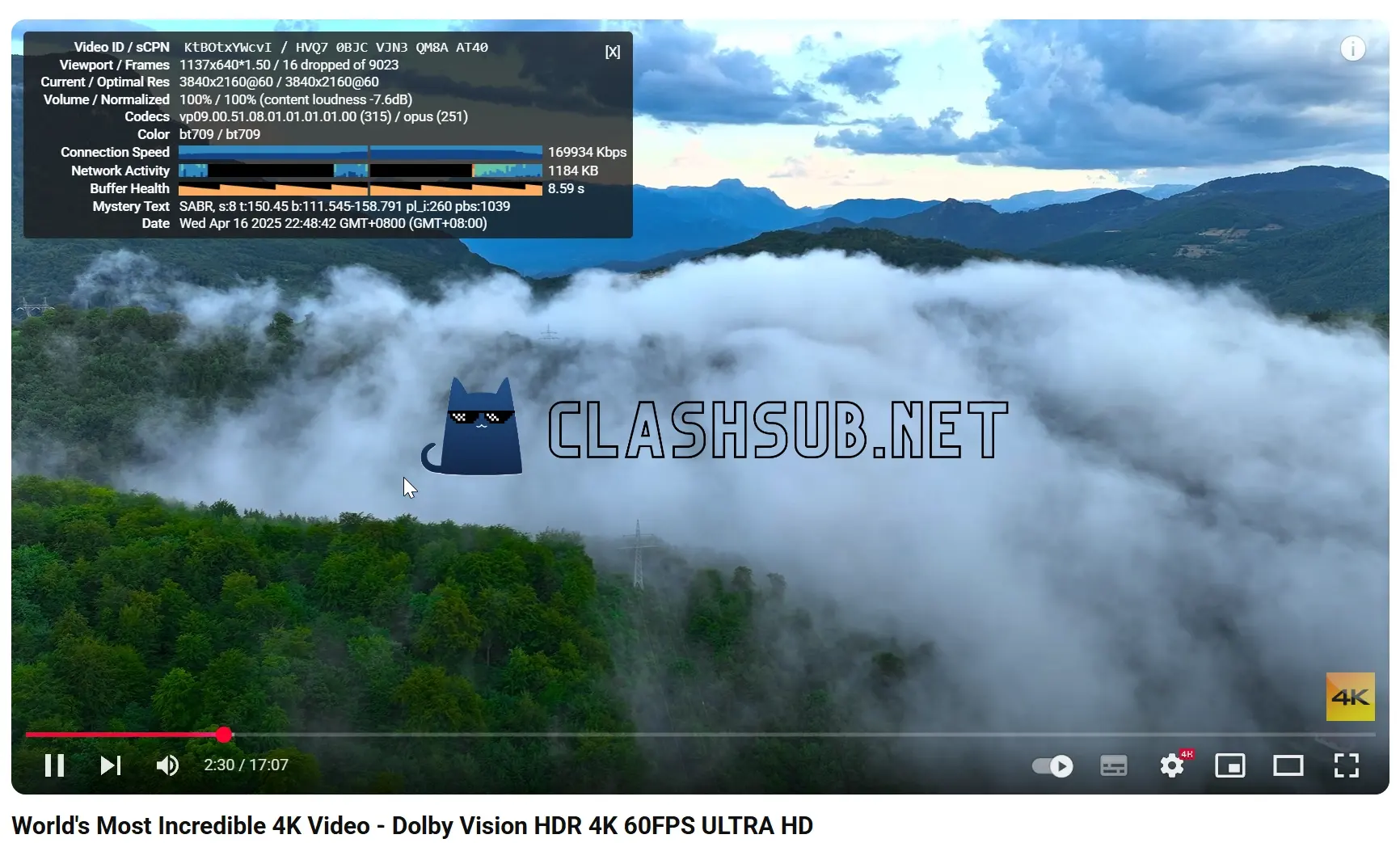 五树云机场 YouTube 4K 播放测试