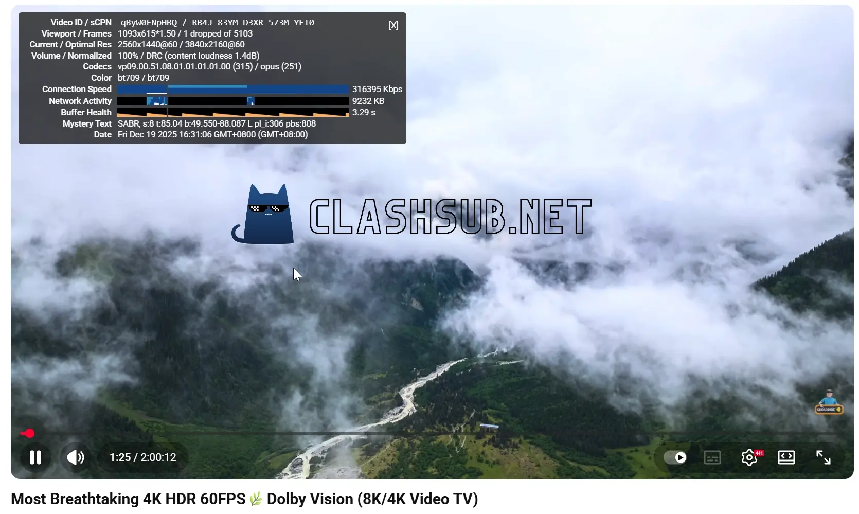 酷酷云机场 YouTube 4K 播放测试 Clash Sub